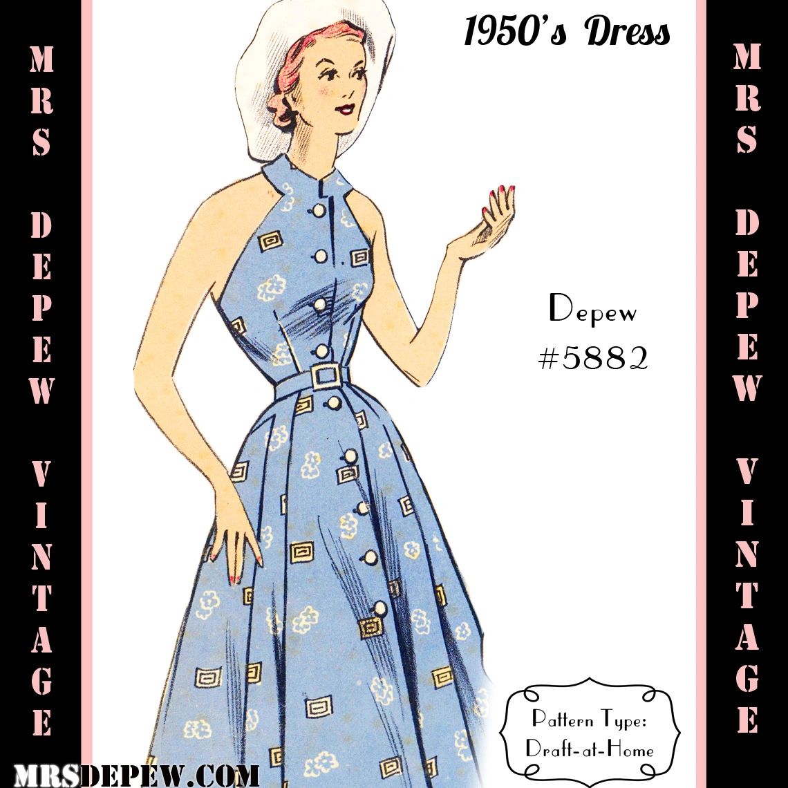 D-A-H Vintage Sewing Pattern 1950s Halter Dress & Bolero in Any